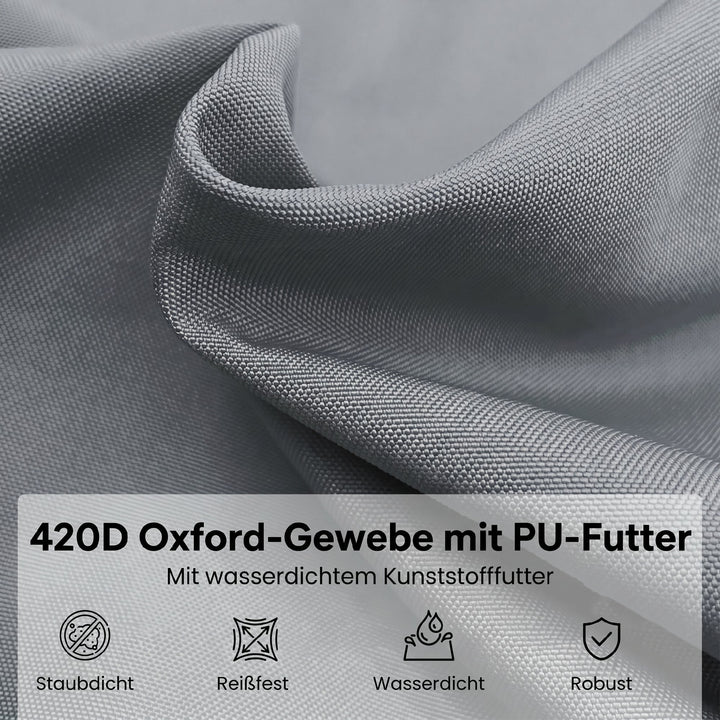 Paraplyovertræk til haveparasol, vejrbestandigt, lynlås, Oxford polyester, 178 cm, grå