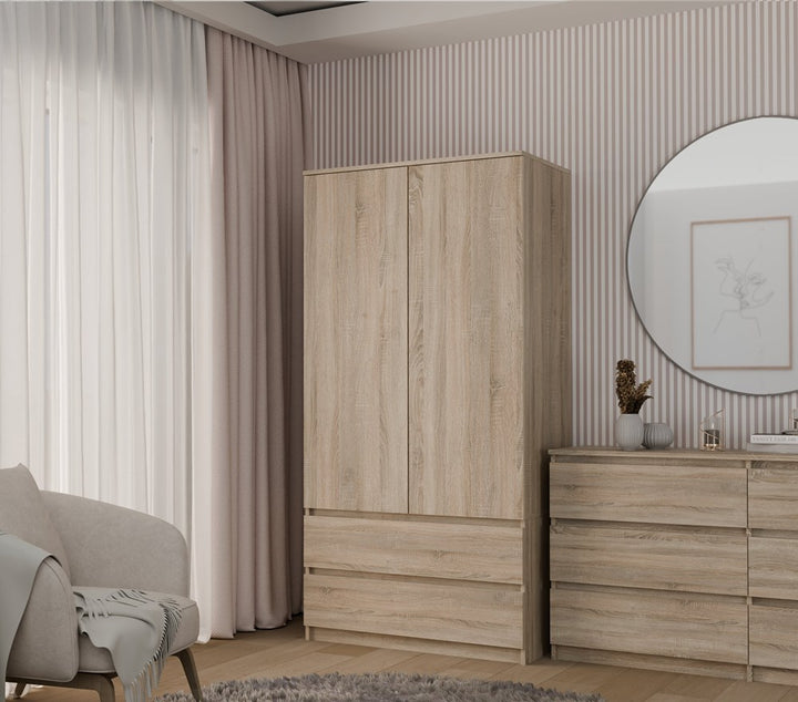 Klædeskab til soveværelse, Dybde: 50 cm Højde: 180 cm Bredde: 90 cm, naturfarvet