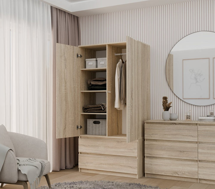 Klædeskab til soveværelse, Dybde: 50 cm Højde: 180 cm Bredde: 90 cm, naturfarvet