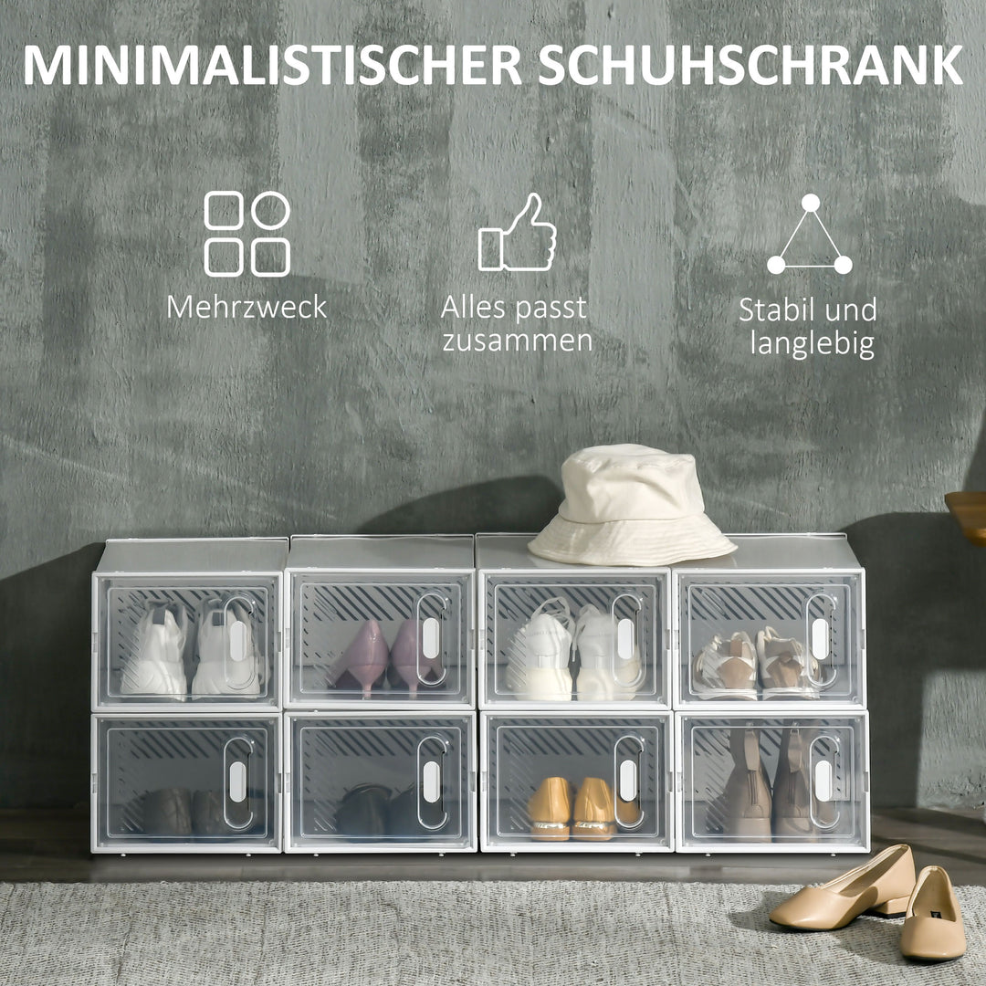 Modulært reolsystem med 8 rum, boltfri reol, 25 cm x 35 cm x 19 cm, transparent