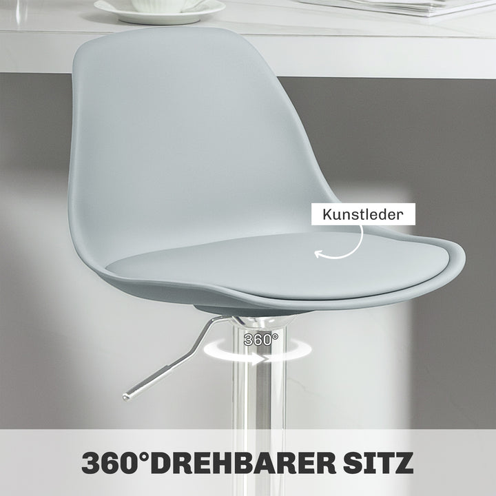 Sæt med 2 barstole, drejelige barstole med ryglæn, højdejusterbar, belastningskapacitet op til 120 kg, 42 x 38 x 82-104 cm, grå