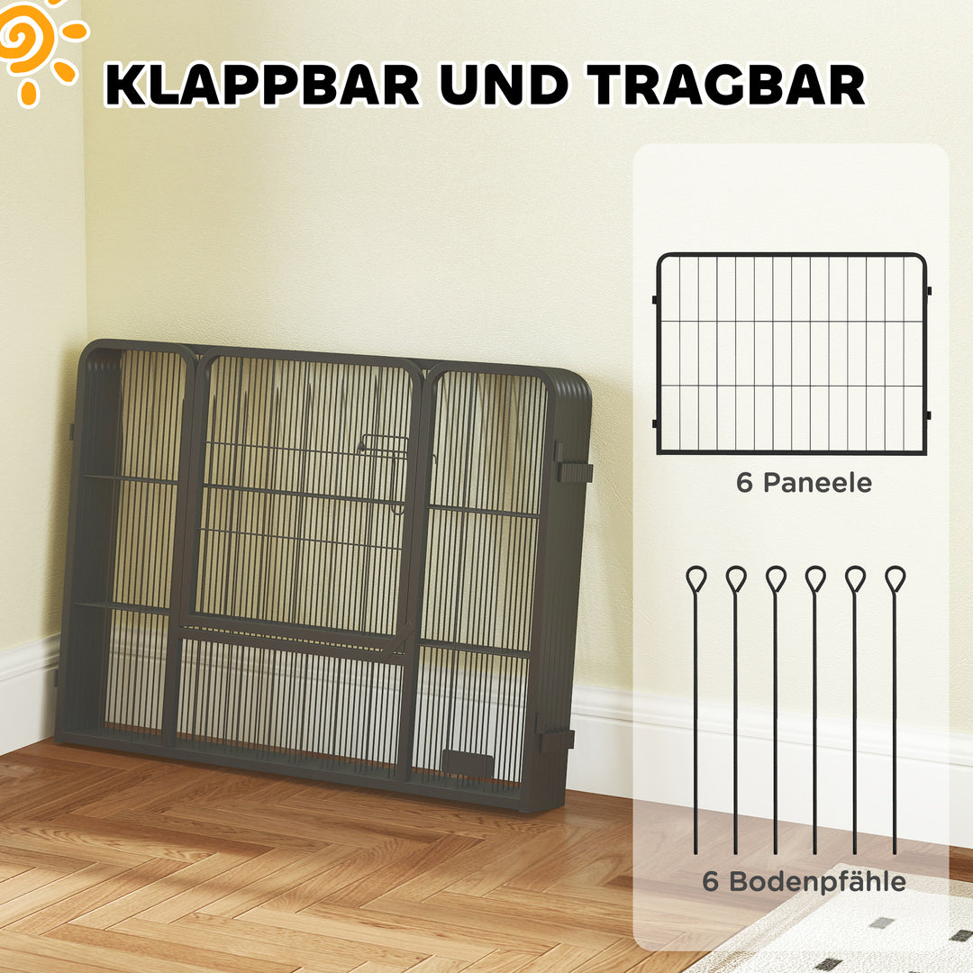 Hundehegn, kæledyrsindhegning, 6 paneler, stål, foldbar, grå