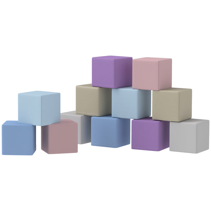 Bløde byggeklodser, 12 terninger à 20 x 20 x 20 cm, let at vedligeholde, børnesikre, til 1-3 år, kunstlæder