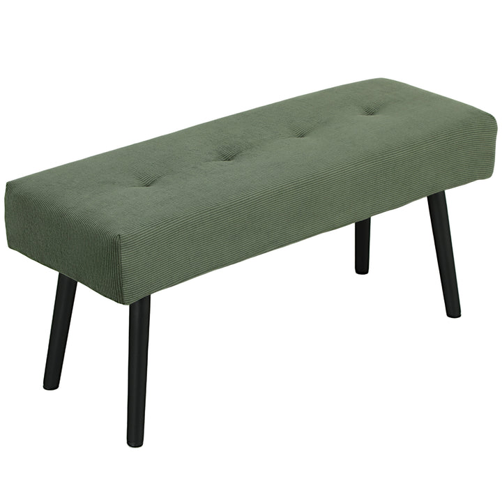 Polstret bænk med snorbetræk, sengebænk med metalben, skobænk 100 x 36 x 45 cm grøn