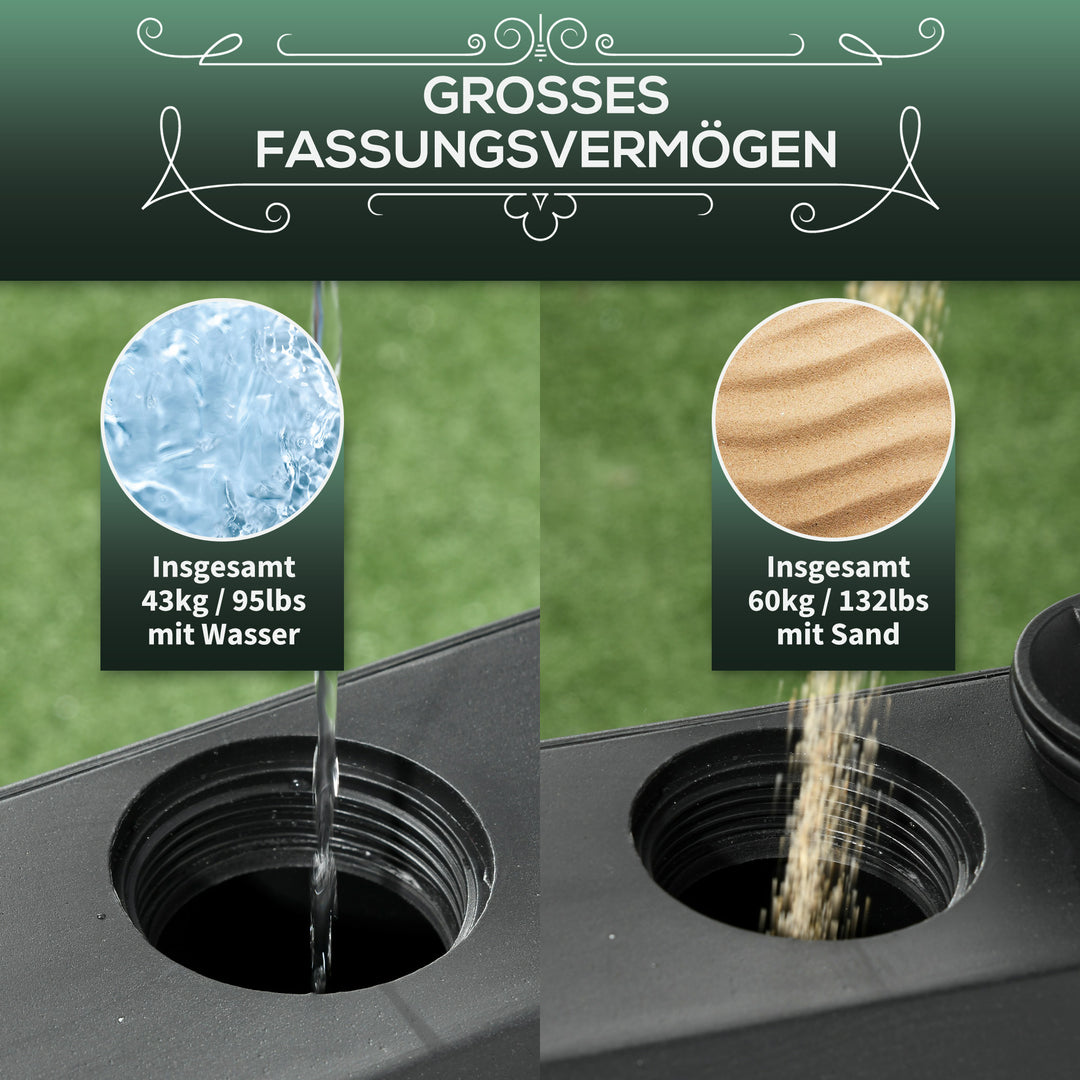 Parasolstativ, parasolfod, parasolholder, 54,5 x 54,5 x 46,5 cm, sort