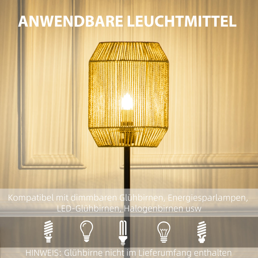 2-Delt belysningssæt. 1 gulvlampe, 1 bordlampe, 38 cm x 38 cm x 158 cm, naturlig + sort