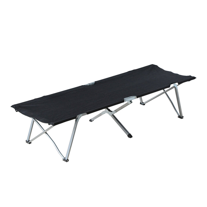 Campingseng, sammenklappelig seng, liggestol med taske, 193 x 64 x 40 cm (sort)