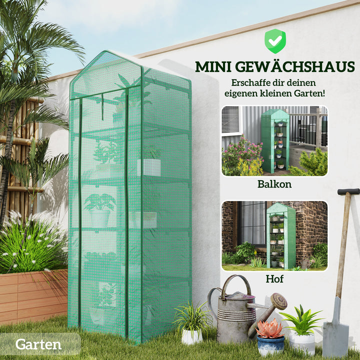 Minidrivhus til blomster eller grøntsager, stål, plastik, 69l x 49b x 193h cm, grøn