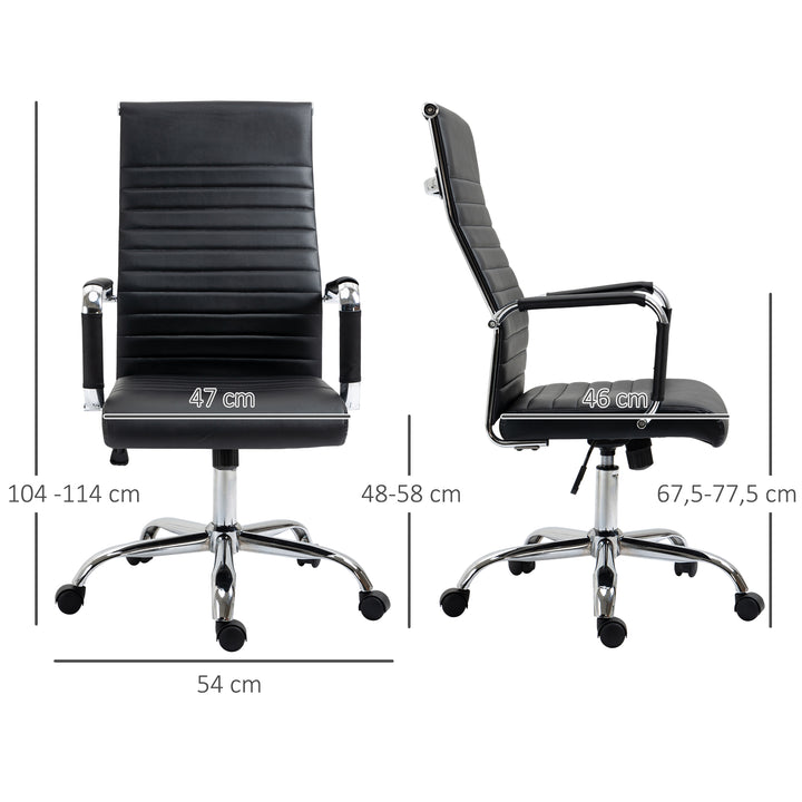 Kontorstol ergonomisk skrivebordsstol med vippefunktion chefstol højdejusterbar drejestol polstret kunstlæderskum sort 54 x 62 x 104-114 cm