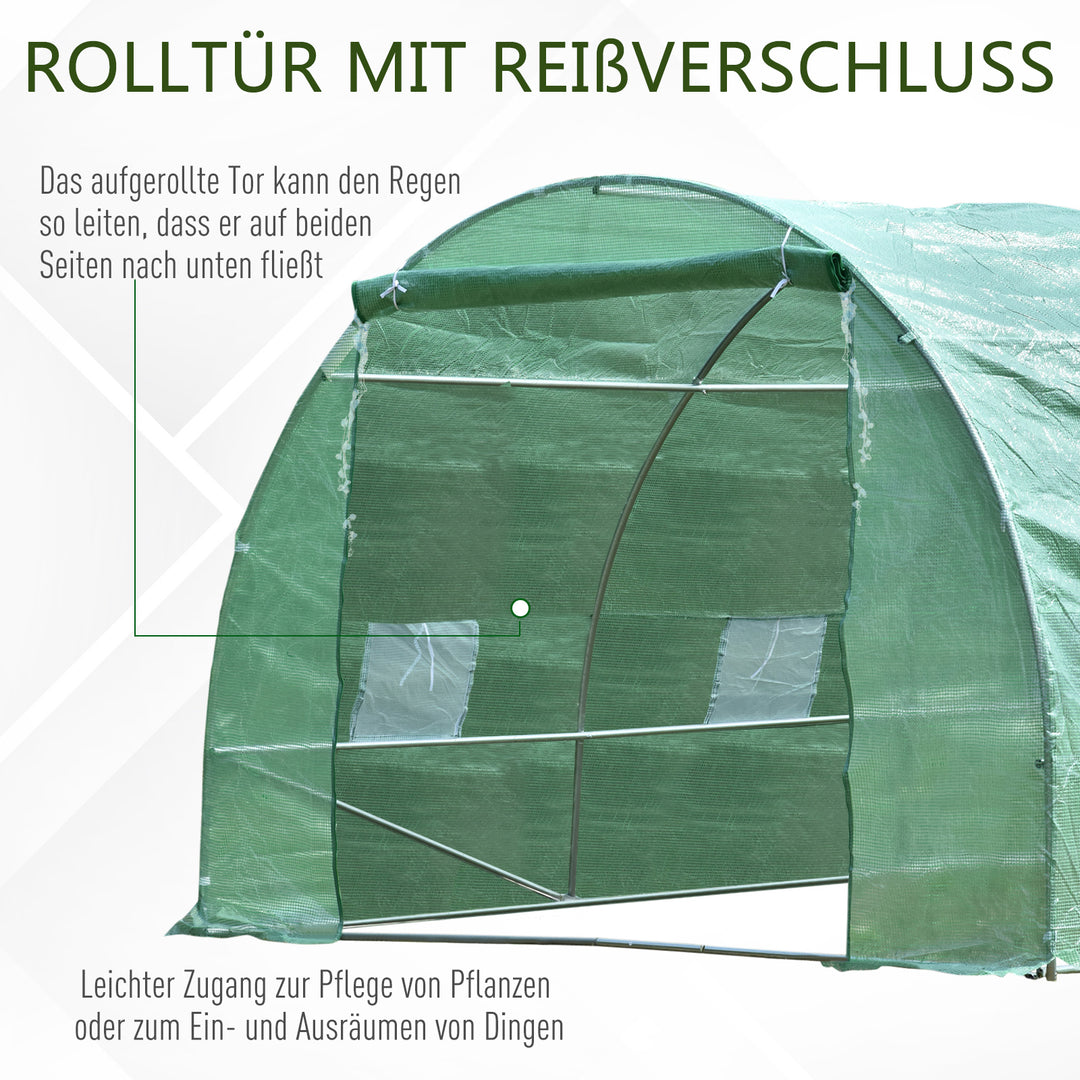 Polytunnel drivhus tomatdrivhus drivhus polytunnel koldramme med vindue grøn 595 x 300 x 200 cm