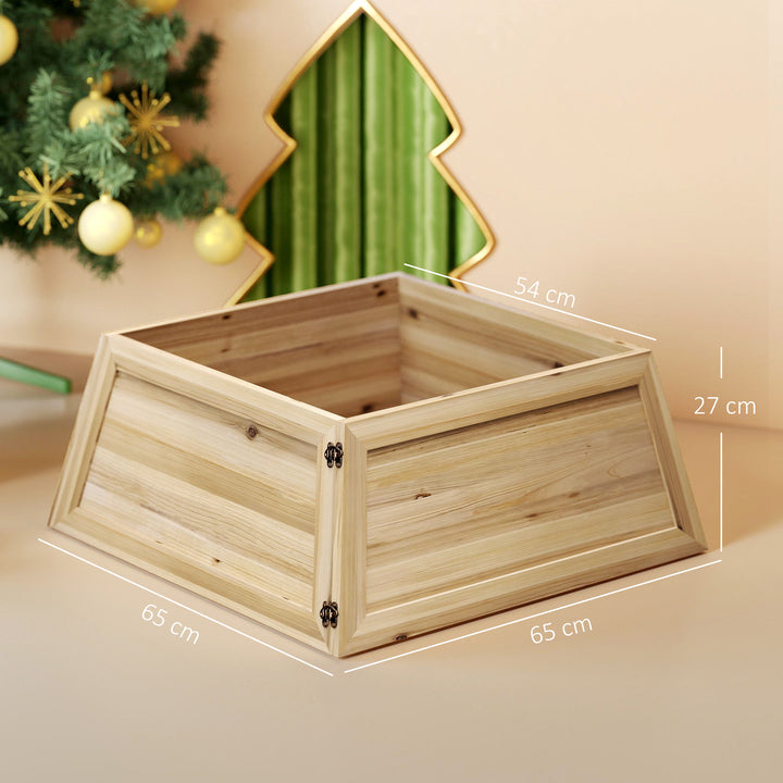 Juletræsskørt 65 x 65 cm Juletræskrave lavet af fyrretræ, naturtræ