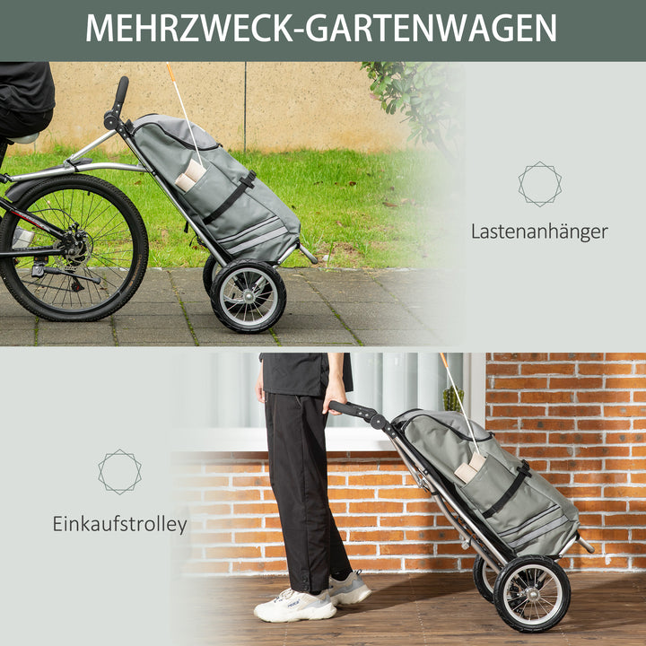 3-I-1 indkøbsvogn cykeltrailer sækkevogn, 53 x 43 x 110 cm, grå + sølv