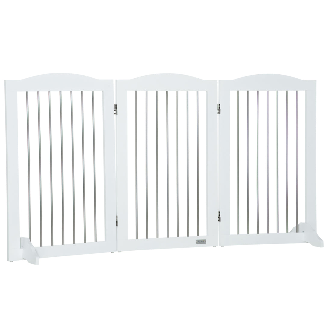 Foldbart hundegitter, justerbar form, til hunde op til 20 kg, 154 x 80 x 30 cm, hvid