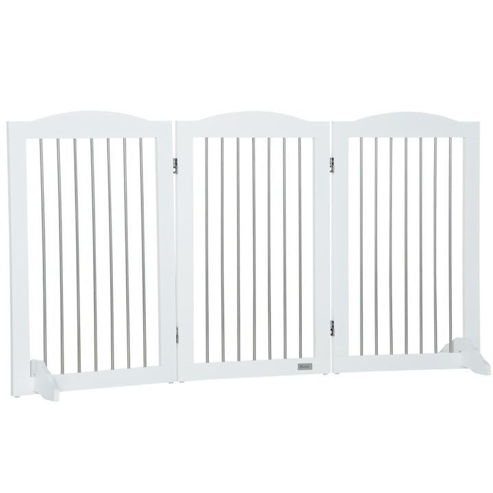 Foldbart hundegitter, justerbar form, til hunde op til 20 kg, 154 x 80 x 30 cm, hvid