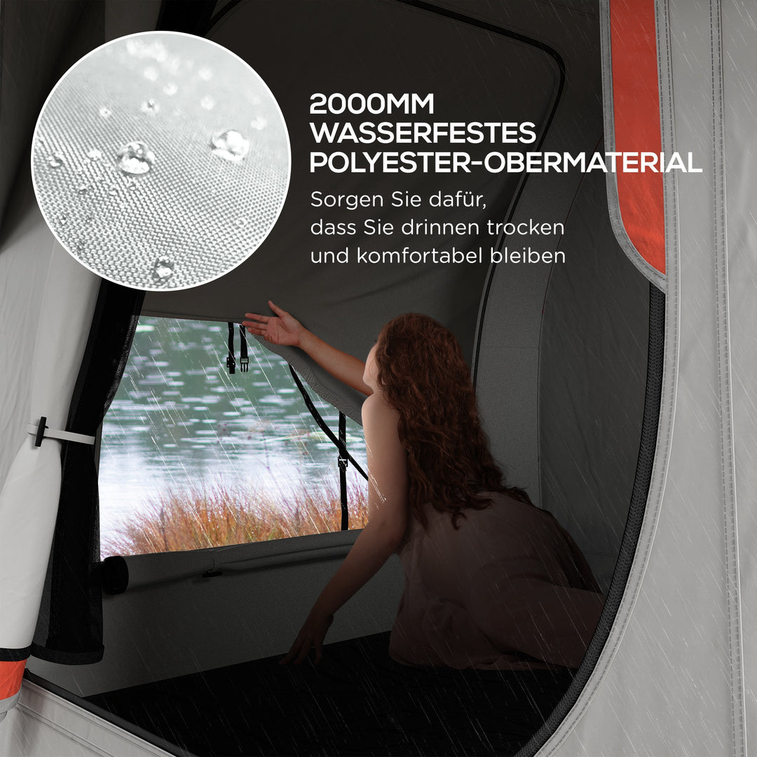 Biltelt campingtelt, 3 døre, vejrbestandigt, 239 cm x 210 cm x 210 cm, orange + grå