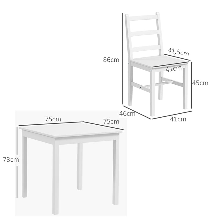 3-Delt spisebordssæt med bord og stole, massivt træ, hvid