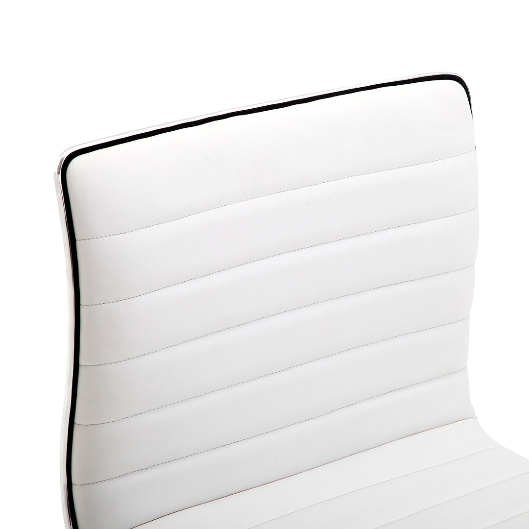 Frisørstol, salonstol med ryglæn, højdejusterbar, stål pu, hvid, 48 x 52 x 78-90 cm