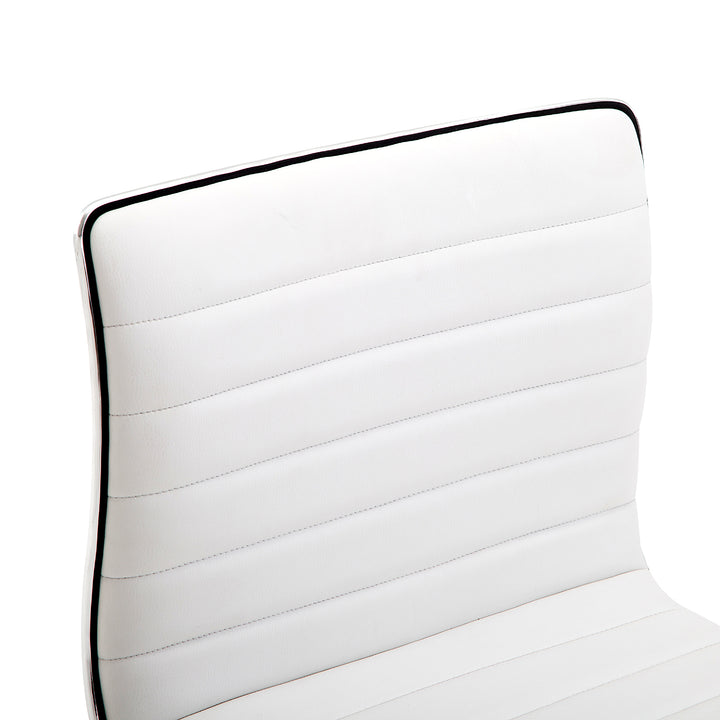 Frisørstol, salonstol med ryglæn, højdejusterbar, stål pu, hvid, 48 x 52 x 78-90 cm