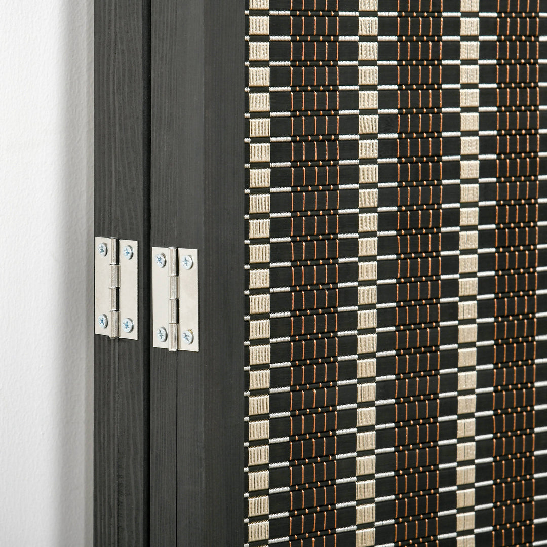 Foldbar rumdeler, fyrretræ/bambus, 180 x 180 cm, brun/sort