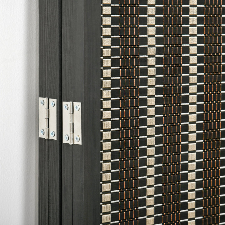 Foldbar rumdeler, fyrretræ/bambus, 180 x 180 cm, brun/sort
