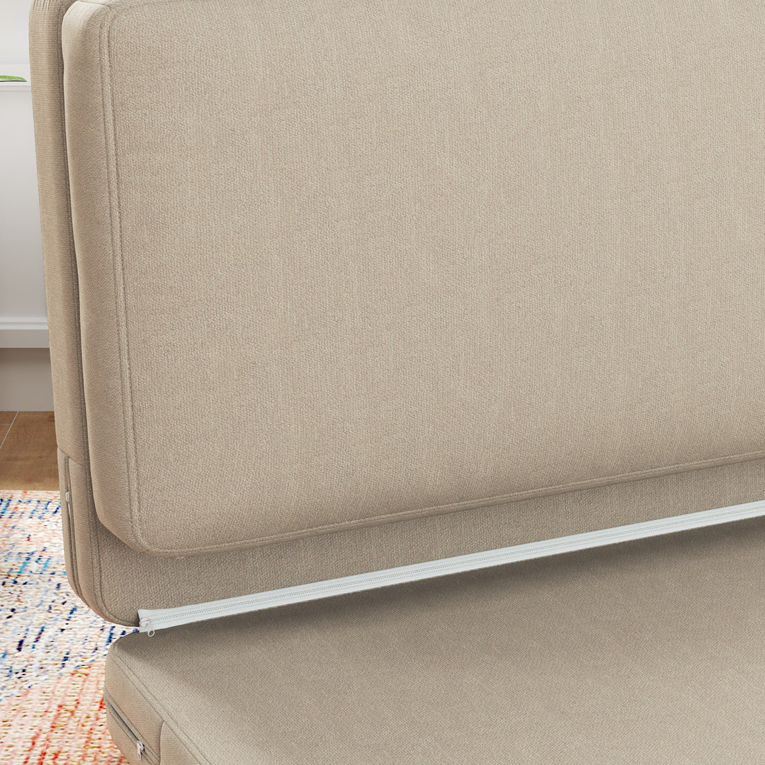 2-I-1 foldbar lænestol med gæstemadras, delbar, 120 cm bred, beige