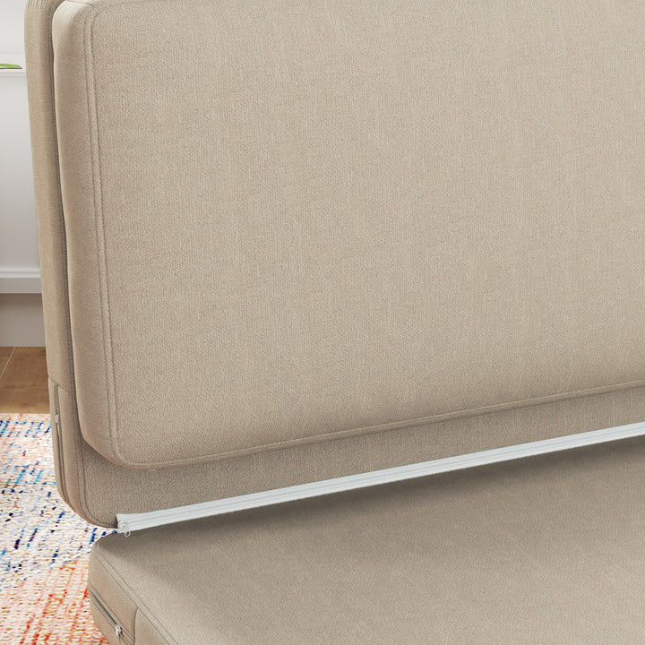 2-I-1 foldbar lænestol med gæstemadras, delbar, 120 cm bred, beige