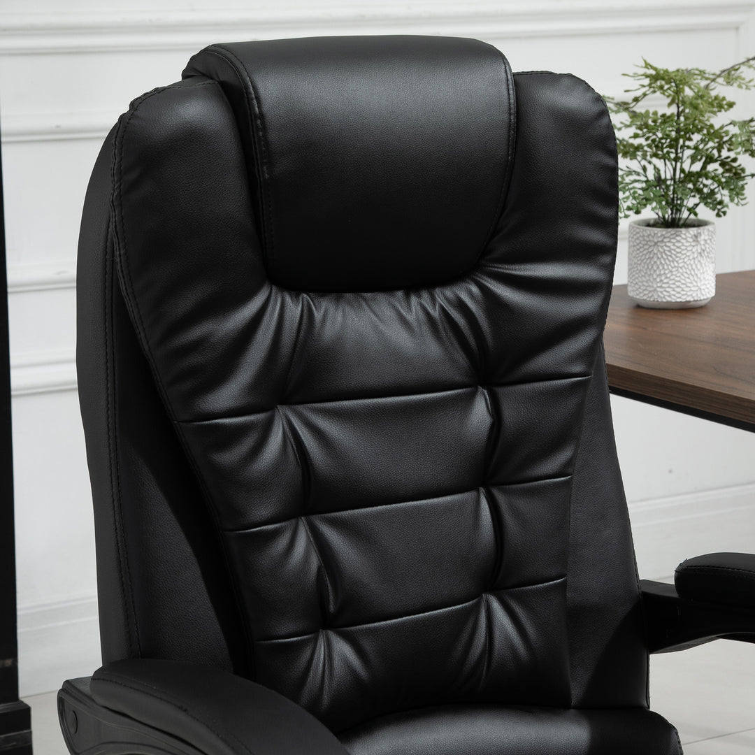 Skrivebordsstol med 7 massagepunkter, højdejusterbar drejestol med integreret fodstøtte, 67 x 79 x 111-121 cm