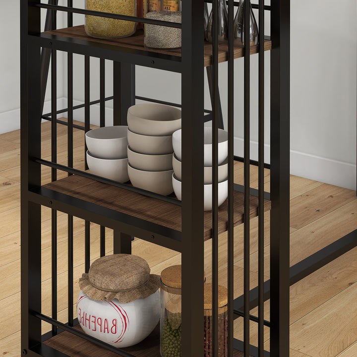 Barbord, ståbord, køkkenbord, industrielt design, 3 hylder, 120 x 40 x 105 cm; Sort + Brun