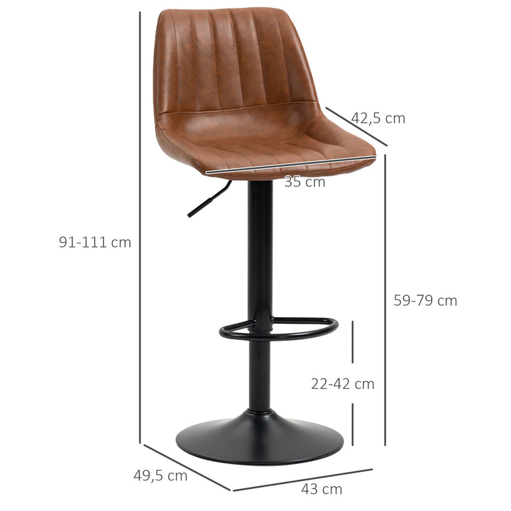 Barstolsæt med 2 i retrodesign, med fodstøtte, højdejusterbar, 43 cm x 49,5 cm x 111 cm
