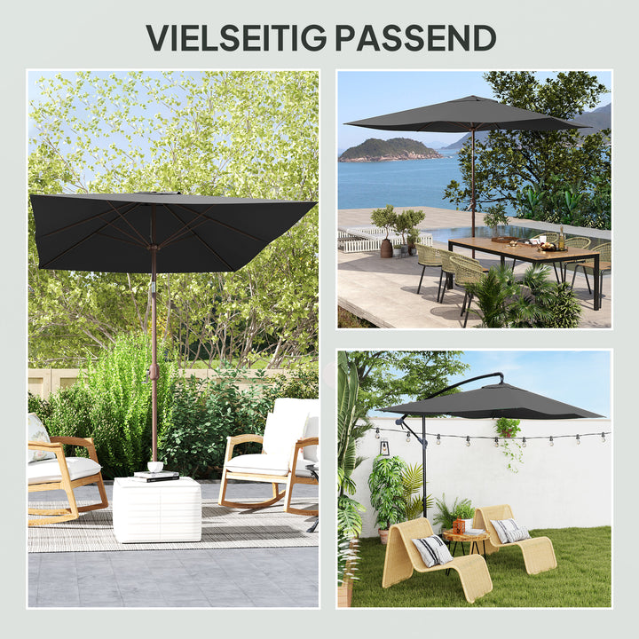 Parasolovertræk 2 x 3 m 6 ribber UV50+ & vandtæt terrasseparasolovertræk