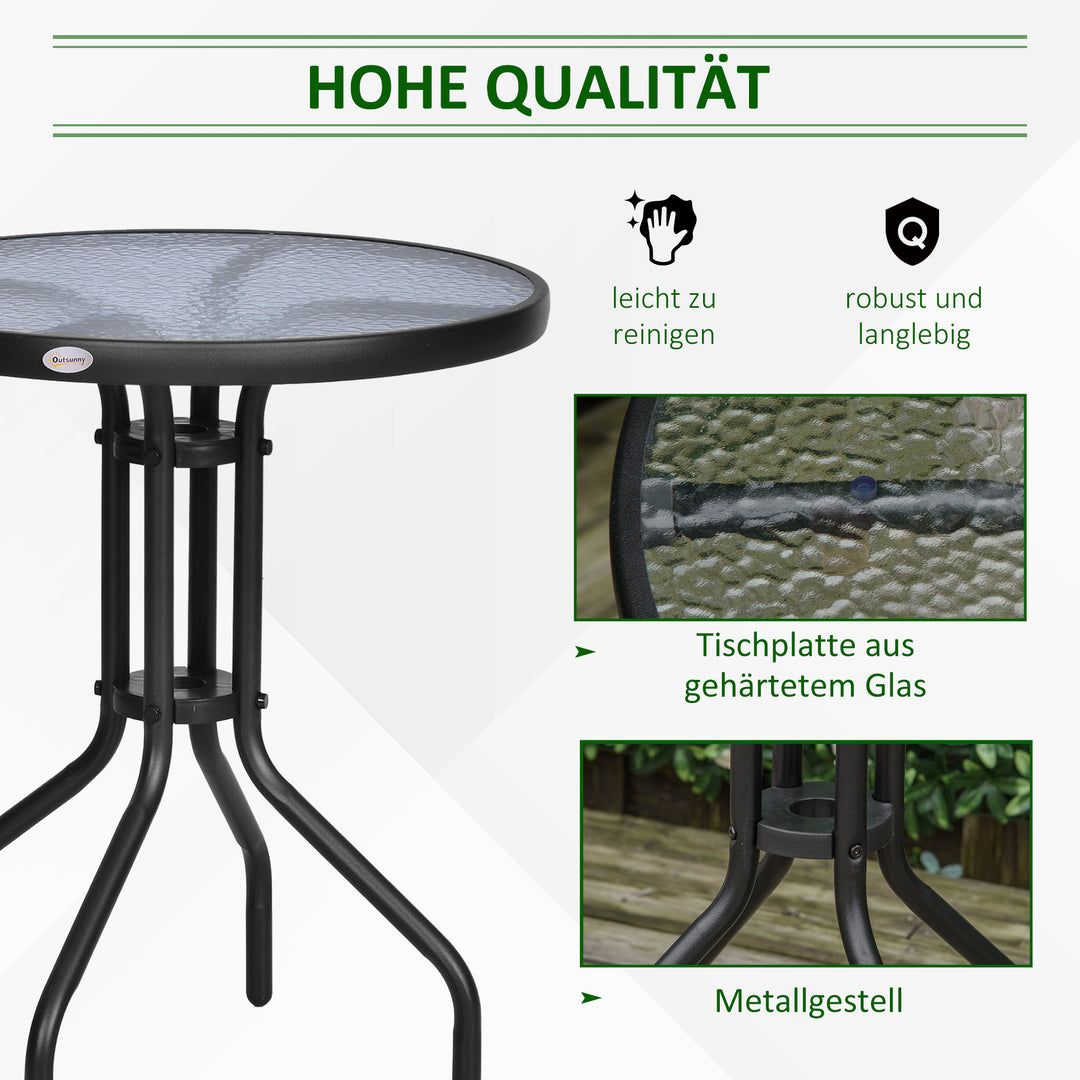 Havebord, balkonbord, bistrobord, glasbord, sidebord, metal + sikkerhedsglas × 60xh70cm