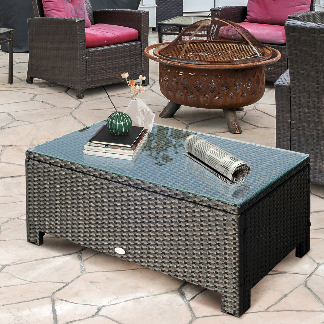 Havesidebord, sofabord, havebord, balkonbord, polyrattan, sort, 85 x 50 x 39 cm