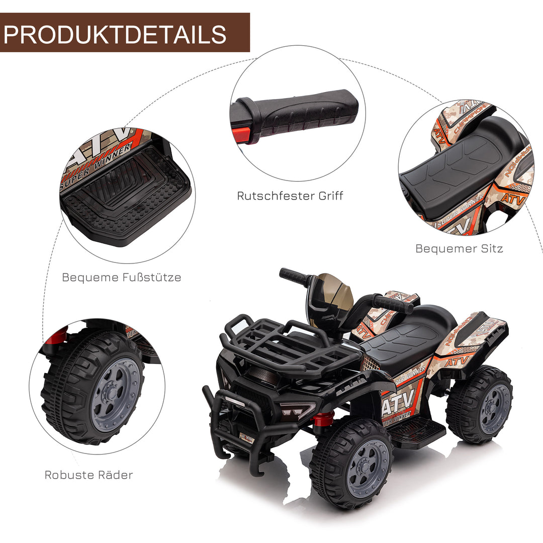 Kids quad elektrisk 6v børne-atv med forlænsfunktion, musik, elektrisk atv til børn 1,5-3 år sort