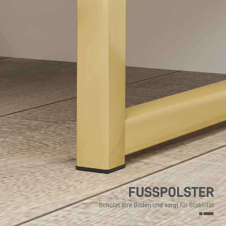 Natbord med 2 skuffer, elegante metalhåndtag i guld, 40 x 40 x 50 cm, hvid