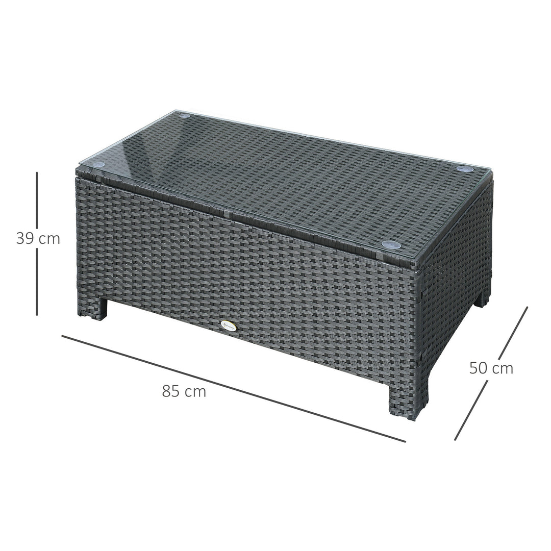 Havesidebord, sofabord, havebord, balkonbord, polyrattan, sort, 85 x 50 x 39 cm