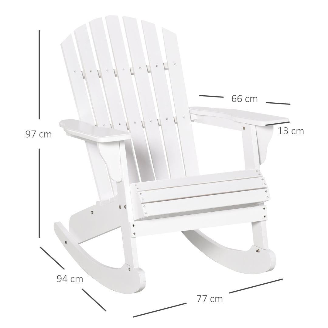 Adirondack havestol, gyngestol, havelænestol, havemøbler, balkonstol, hvid, 77 x 94 x 97 cm