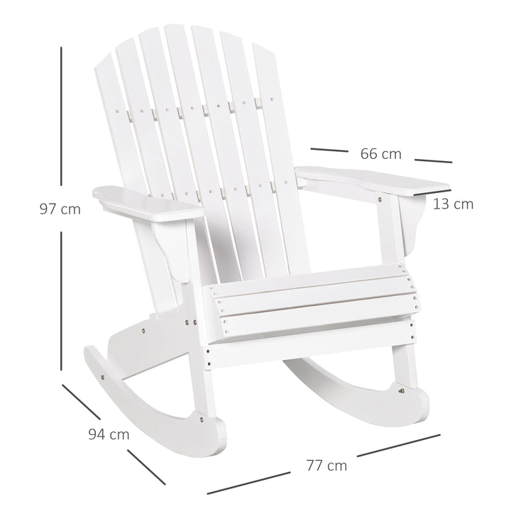 Adirondack havestol, gyngestol, havelænestol, havemøbler, balkonstol, hvid, 77 x 94 x 97 cm