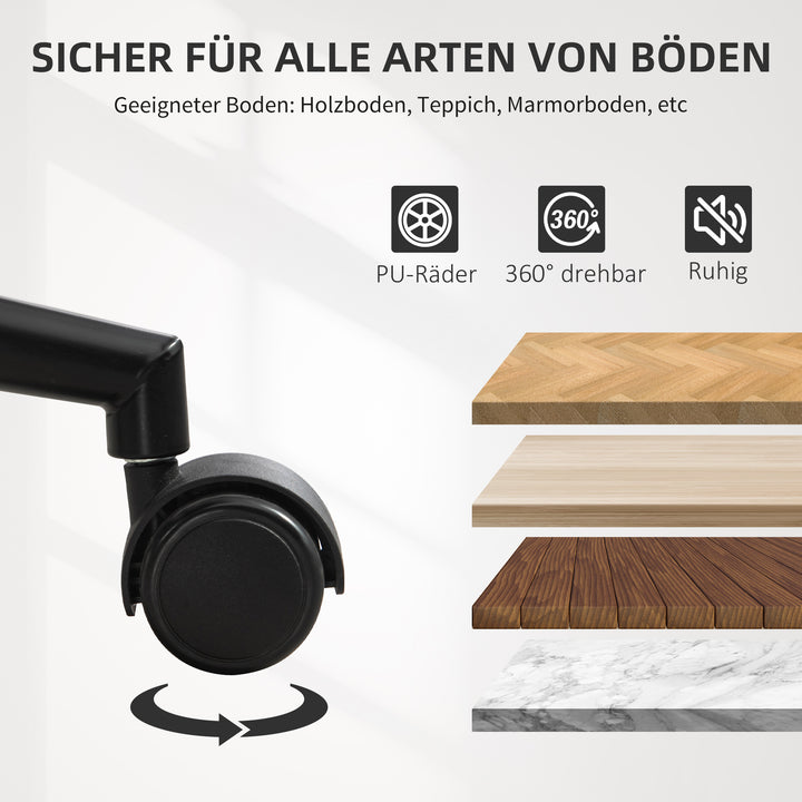 Hjemmekontorstol i kunstlæder, højdejusterbar drejestol, bæreevne op til 135 kg, 52 x 54 x 74-84 cm, sort + valnøddebrun