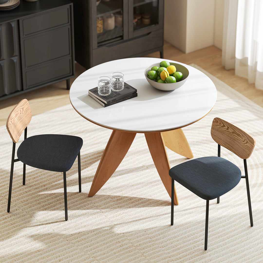 Sæt med 2 spisestole, linnedlook, armløs design, metalben, grå