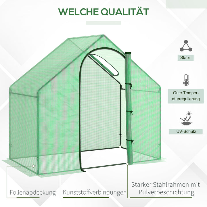 Plastikdrivhus tomatdrivhus drivhus kold ramme med vindue og dør grøn stålplast 180 x 100 x 168 cm