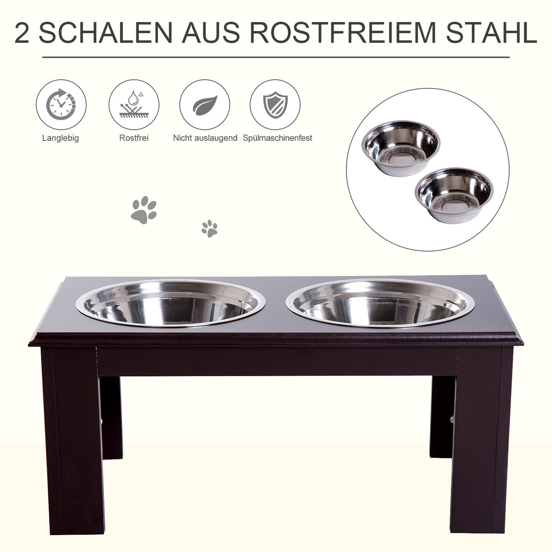 Foderstation til hunde, skridsikker, 58,4 x 30,5 x 25,4 cm, grå, 2 l pr. skål