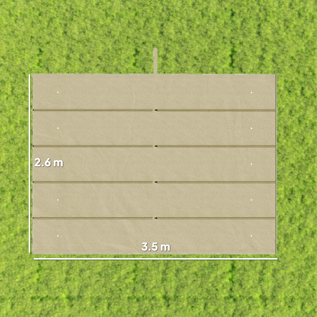 Udskiftningstag til 4 x 3 m pergola, udtrækkeligt, med drænhuller til regnvand, vejrbestandigt, polyester, 350 x 260 cm, beige