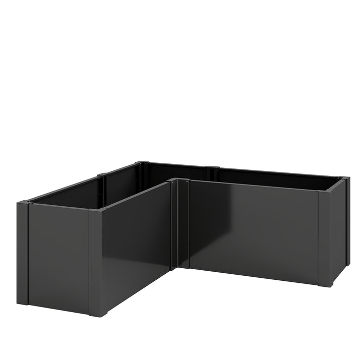 L-formet hævet havebed, vejrbestandig, plantebed/koldramme af galvaniseret stål, 150 x 150 x 55 cm, sort