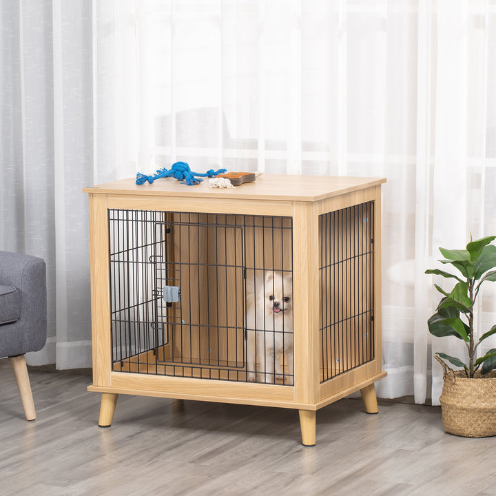 Trætransportkasse, hundebur 81 cm x 58,5 cm x 76 cm eg stål brun + sort