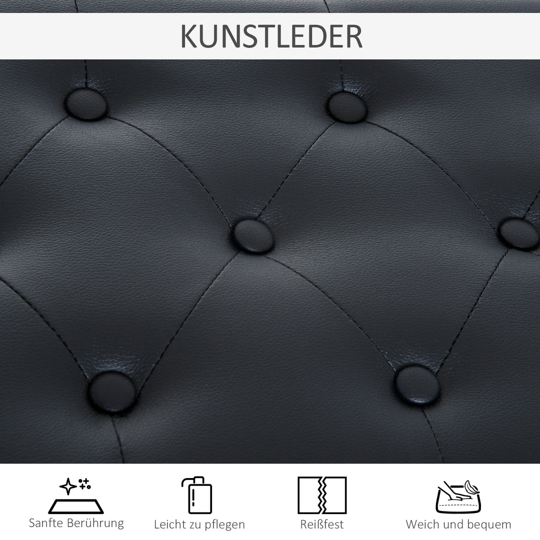 Klaverstol, klaverbænk med skjult opbevaringsplads, klaverstol med kunstlæderhynde, klaverbænk, keyboardbænk i massivt træ til klaver, keyboard, 76 x 36 x 50 cm, sort