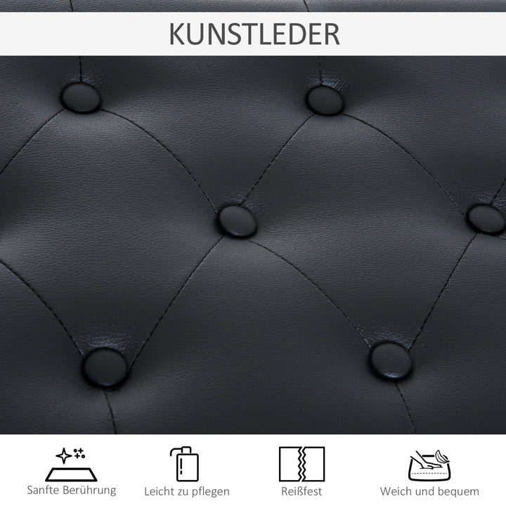 Klaverstol, klaverbænk med skjult opbevaringsplads, klaverstol med kunstlæderhynde, klaverbænk, keyboardbænk i massivt træ til klaver, keyboard, 76 x 36 x 50 cm, sort