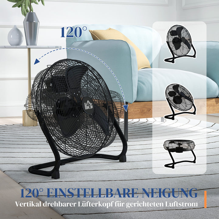 Elektrisk bordventilator med 4 hastighedsindstillinger, 120° justerbar vinkel, sort