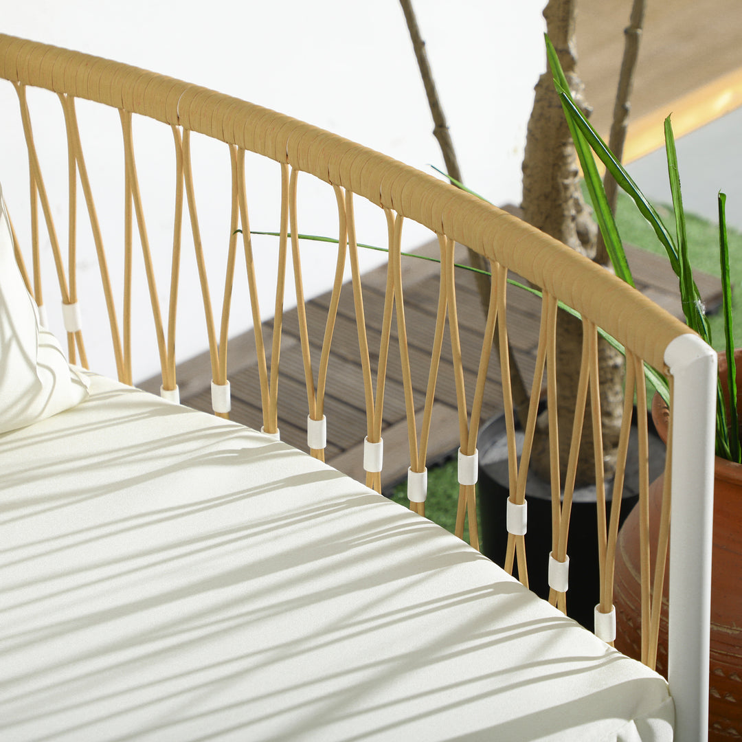 3-Delt bistrosæt, havemøbelsæt, havesiddegruppe, pe-rattan, 72 cm x 66 cm x 64 cm, gul + creme