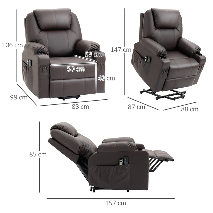 Massagestol med ståstøtte, lænefunktion, kunstlæder, op til 150 kg, 88 x 99 x 106 cm, brun