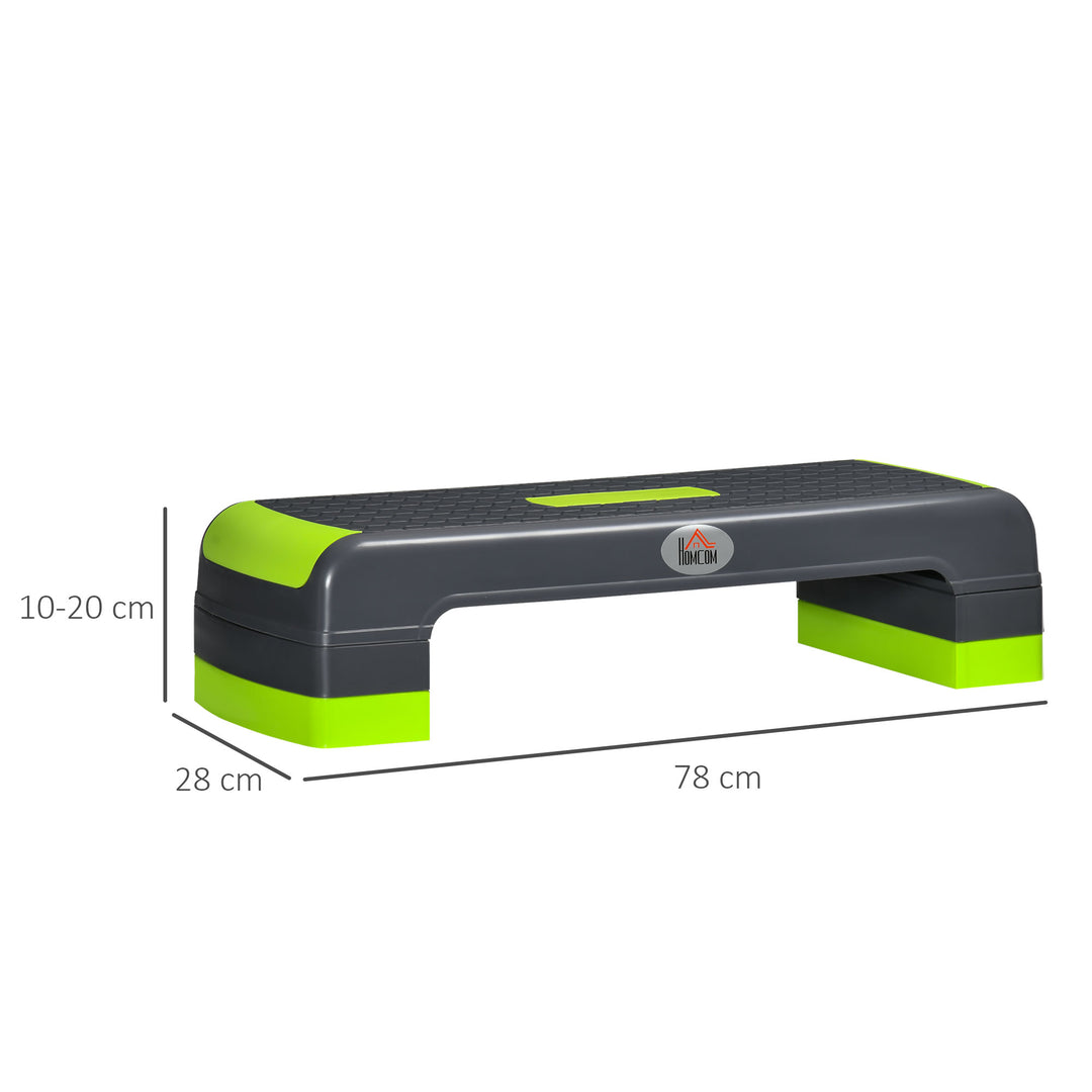 Aerobic stepper, 3-trins højdejusterbar, op til 150 kg, 78 x 28 x 20 cm, grå/grøn